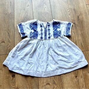 Crewcuts J. Crew Toddler Girl’s Dress Embroidered White Blue Size 2